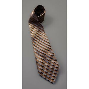 Montebello Neckwear Tie Orange Blue Geometric Pattern Italy 100% Silk JBHS